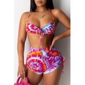 lovely Tie-dye Multicolor Two-piece Swimsuit