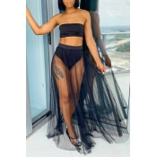 Lovely See-through Black Two-piece Swimsuit