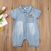 lovely Trendy Buttons Design Baby Blue Boy One-pie