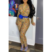 lovely Trendy Print Yellow One-piece Jumpsuit