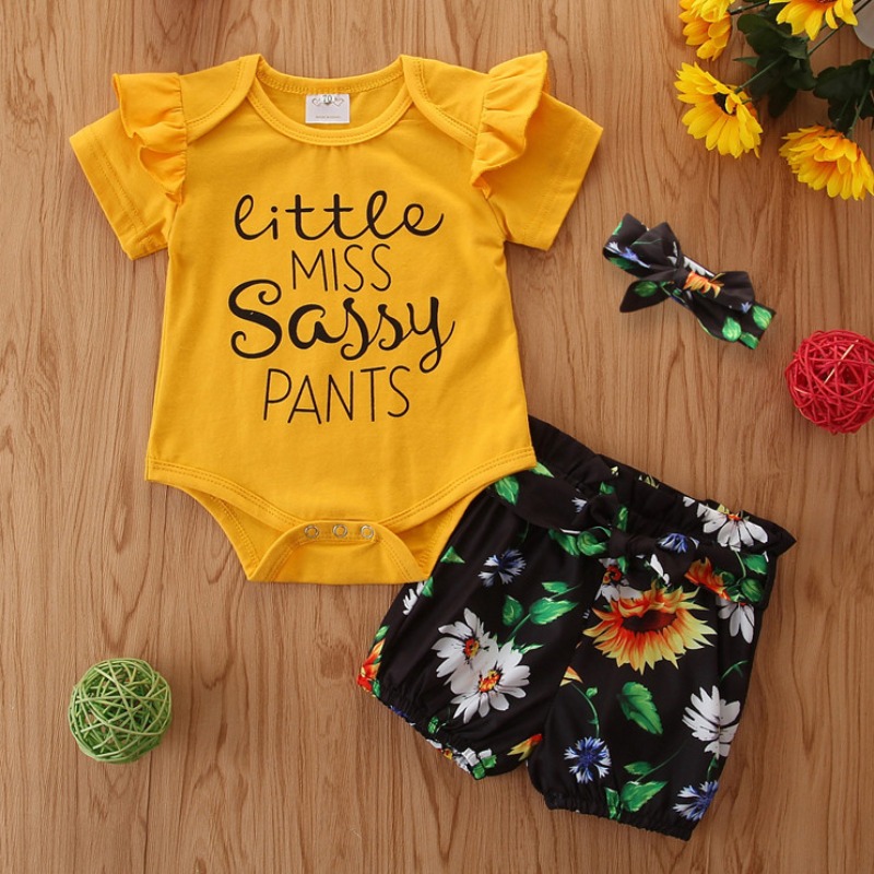 

lovely Trendy Letter Print Yellow Girl Two-piece Shorts Set