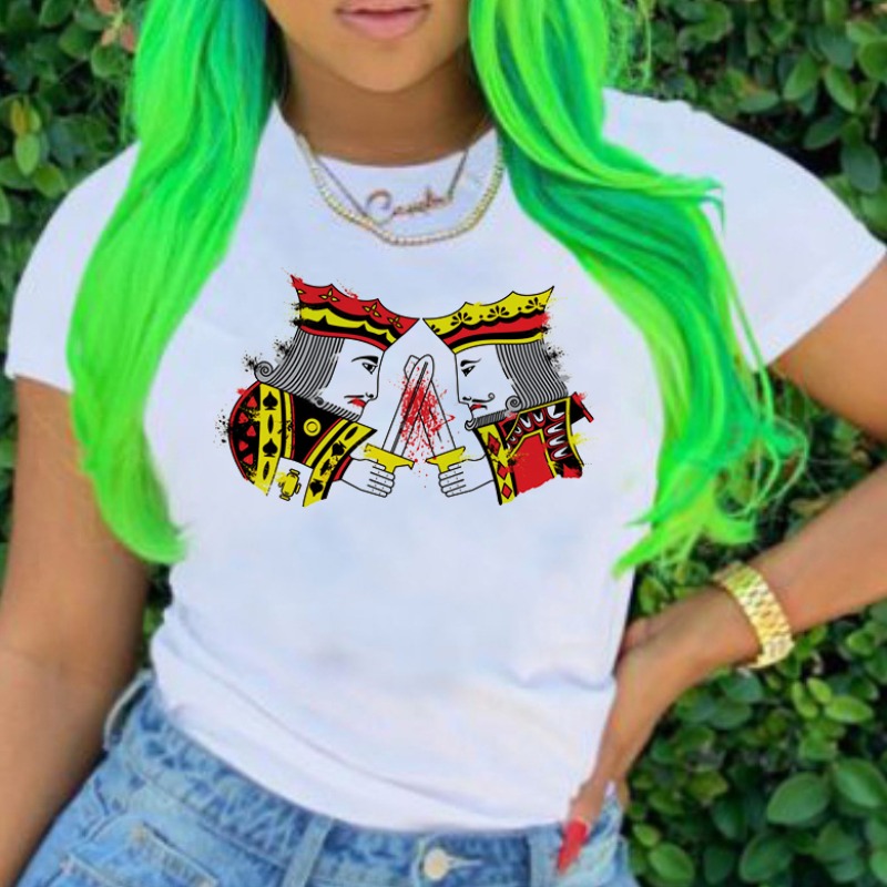 

lovely Casual O Neck Print White T-shirt