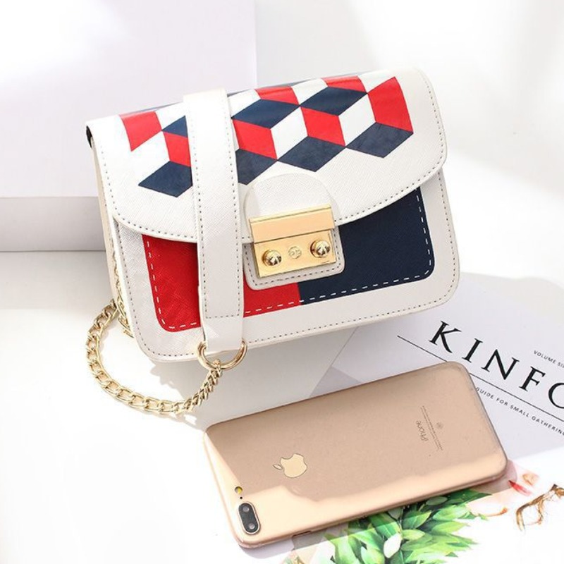 

lovely Trendy Patchwork White Crossbody Bag