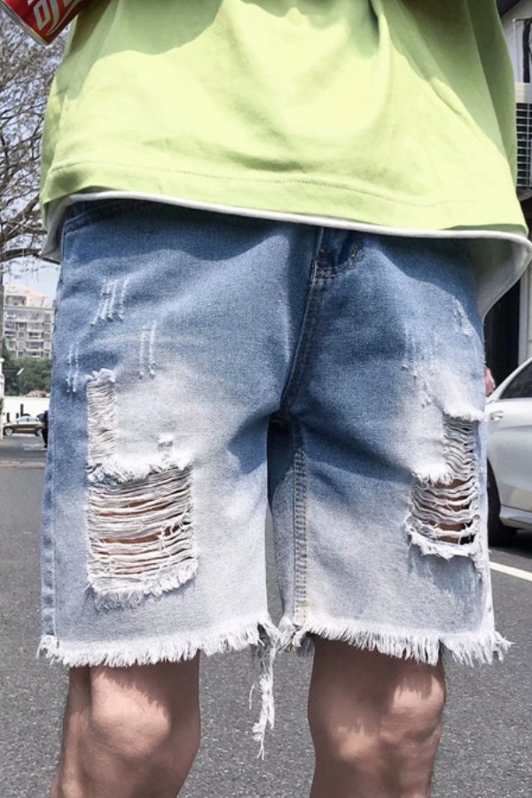 

lovely Street Broken Holes Blue Shorts