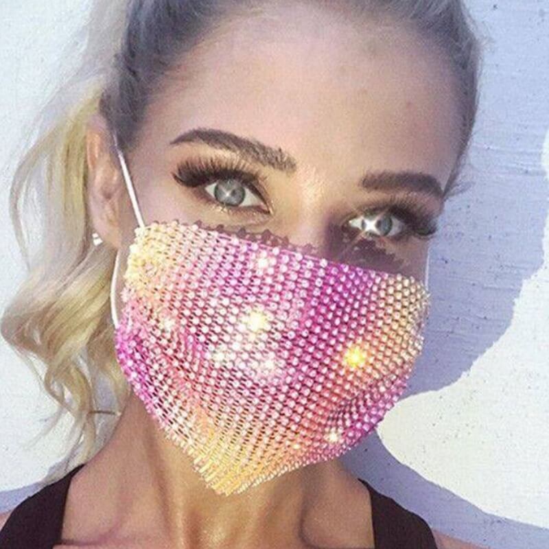 

lovely Stylish Rhinestone Light Yellow Face Mask