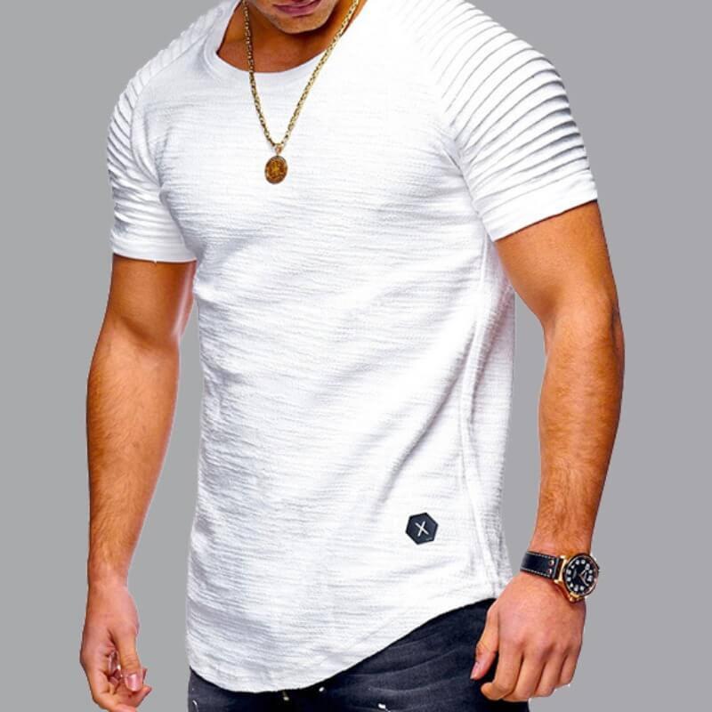 

Lovely Men Casual O Neck Fold Design White T-shirt