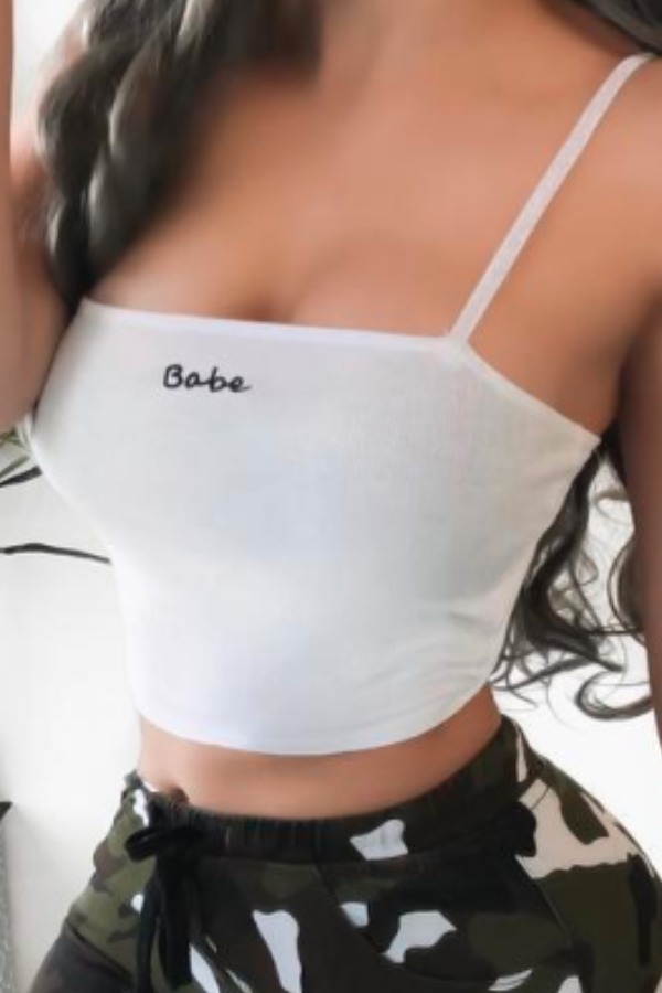 

lovely Sexy Letter White Camisole