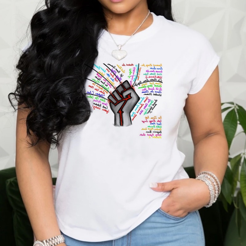 

lovely Leisure O Neck Print White T-shirt