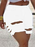 Lovely Stylish Hollow-out White Denim Shorts