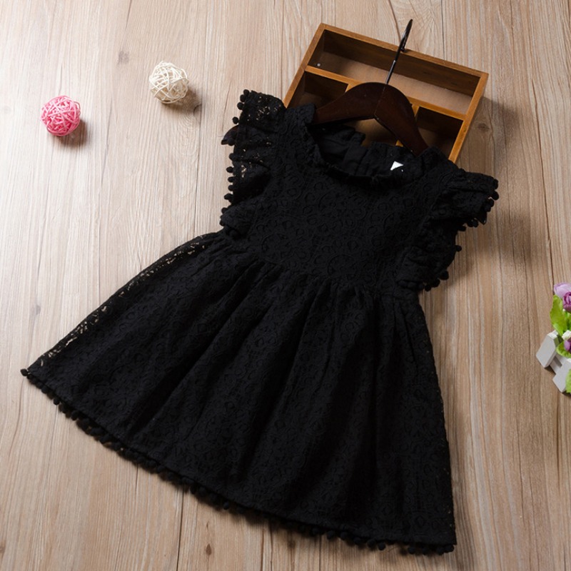 

lovely Stylish Lace Hem Black Girl Knee Length Dress
