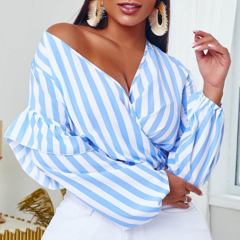 

Lovely Stylish Striped Blue Blouse