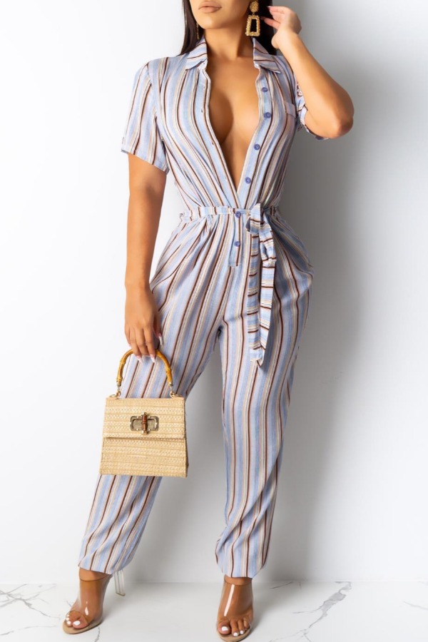 

lovely Stylish Striped Light Purple One-piece Jumpsuit