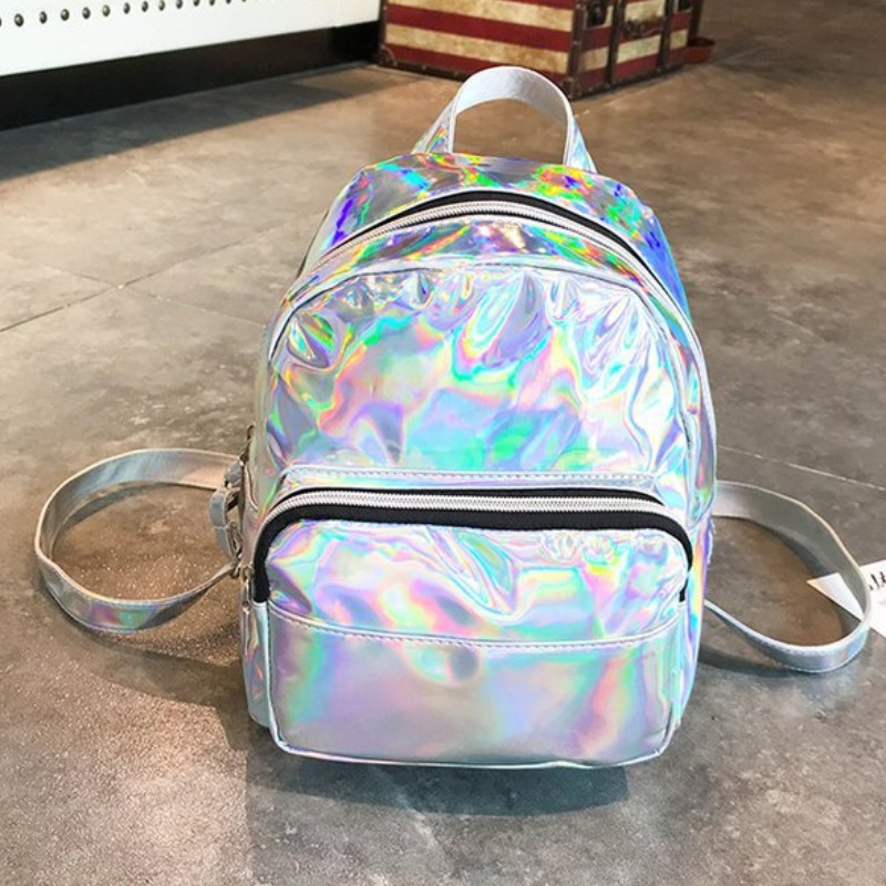

lovely Stylish Zipper Design Silver Backpack
