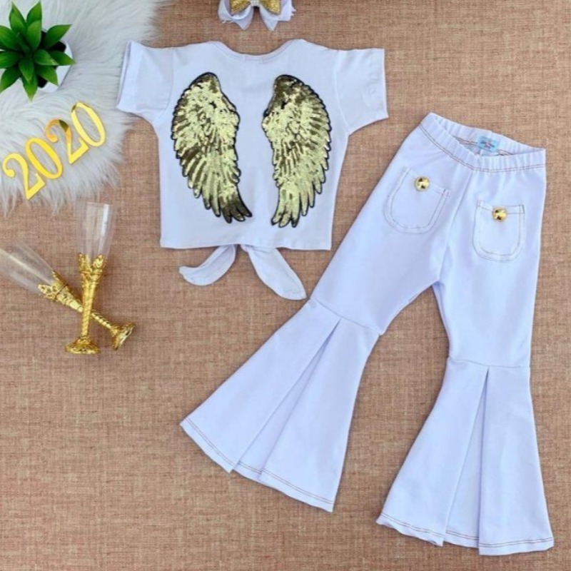 

lovely Sweet O Neck Print White Girl Two-piece Pants Set