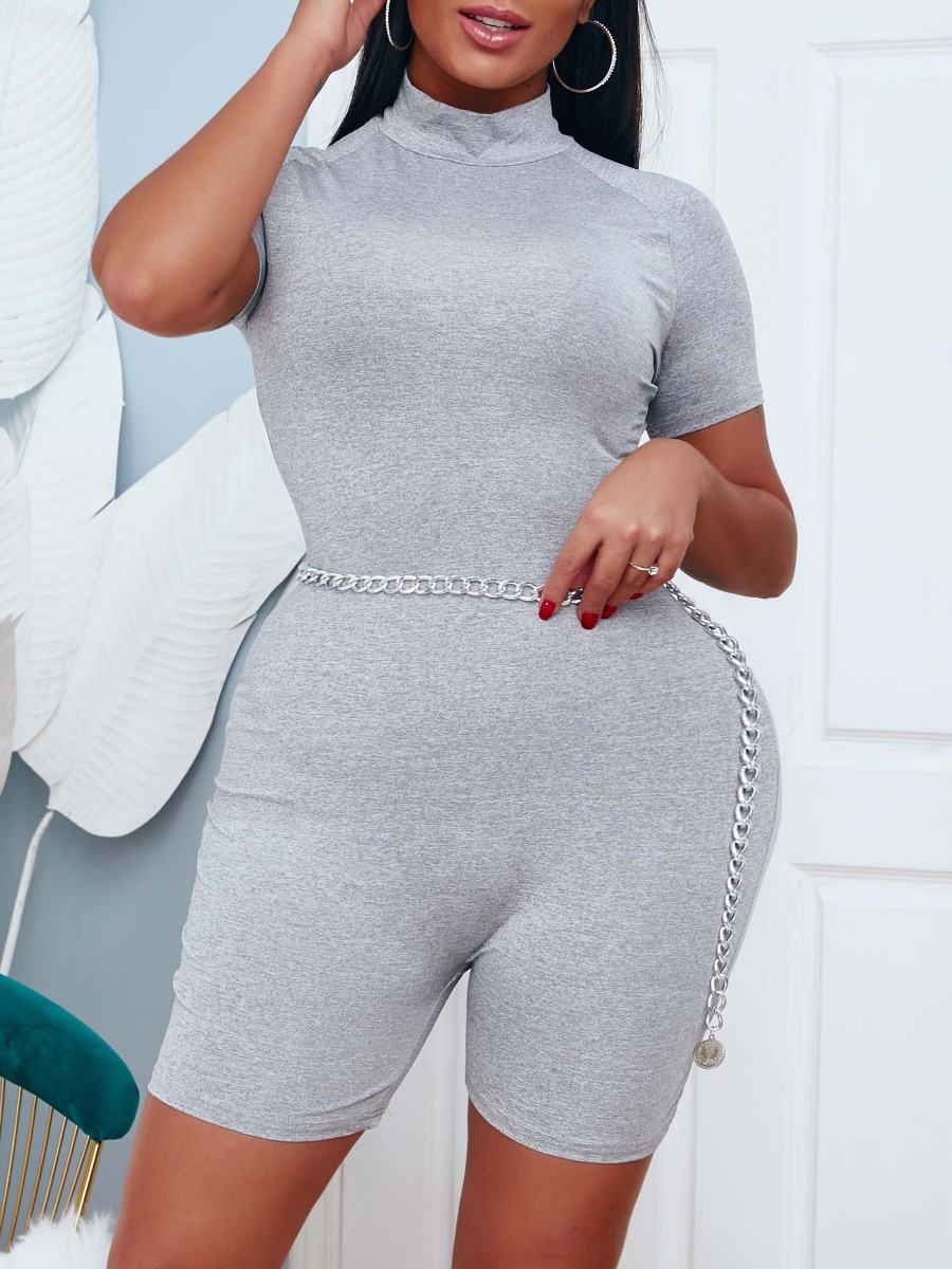 

Lovely Leisure Basic Skinny Grey One-piece Romper