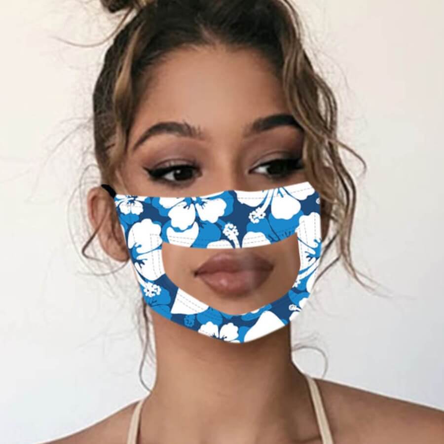 

Lovely Print Patchwork Blue Face Mask