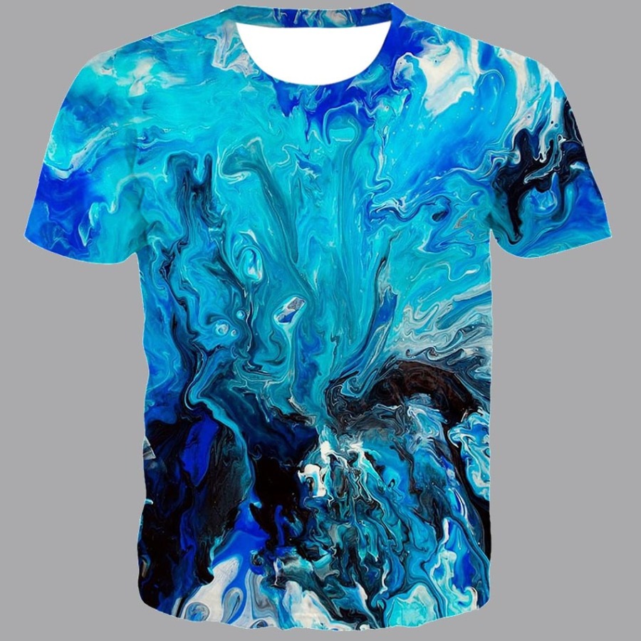 

lovely Street O Neck Tie-dye Blue T-shirt
