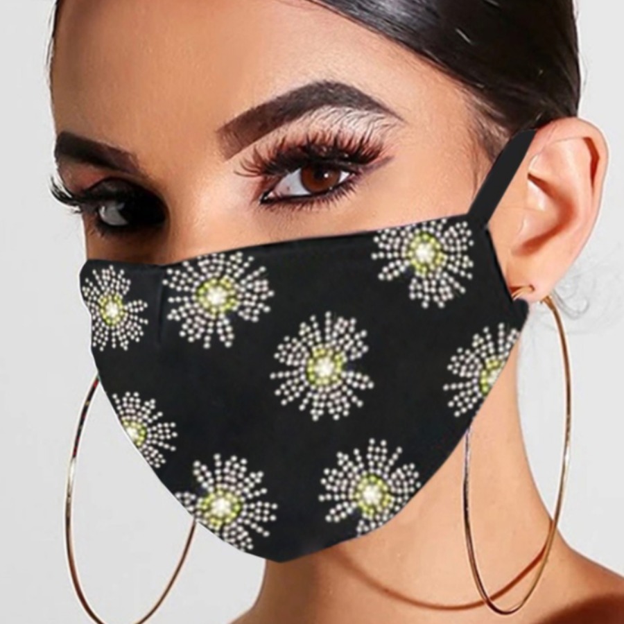 

Lovely Rhinestone Decorative White Face Mask