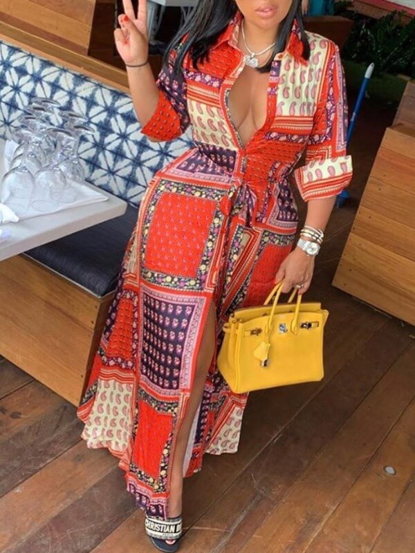 

Lovely Casual Print Multicolor Ankle Length Dress, Multi