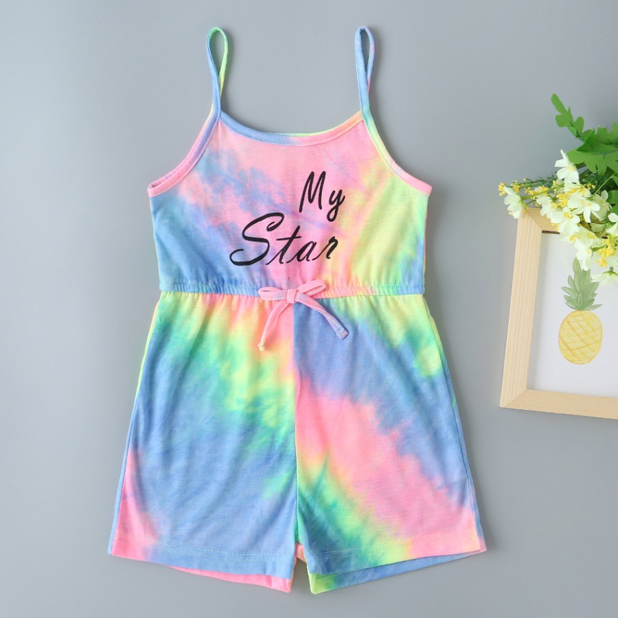 

lovely Trendy Tie-dye Multicolor Girl One-piece Romper, Multi