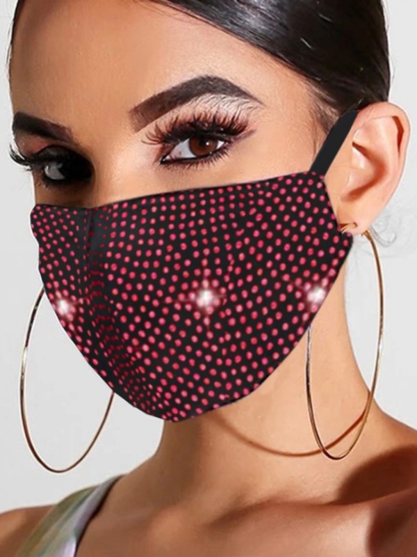 

Lovely Rhinestone Decorative Red Face Mask