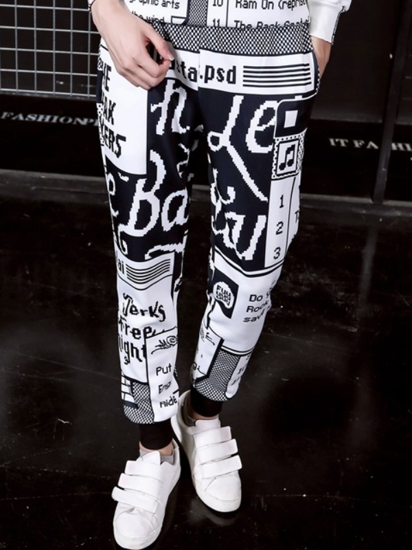 

lovely Leisure Letter Print White Pants