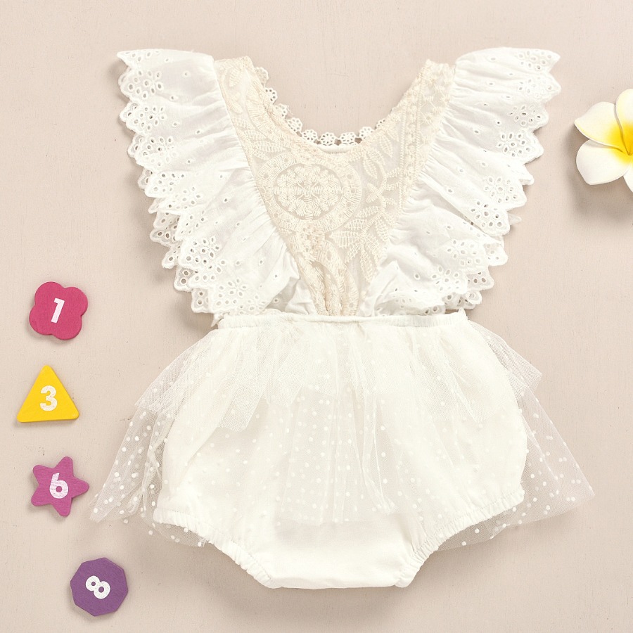 

lovely Sweet Lace Design White Girl One-piece Romper