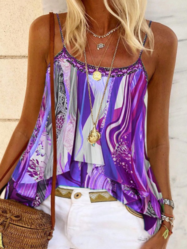 

lovely Bohemian Tie-dye Purple Plus Size Camisole