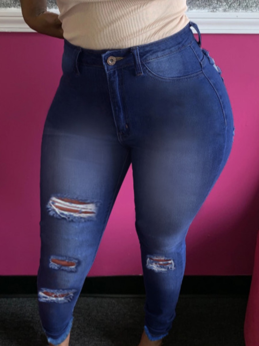 

lovely Street Broken Holes Deep Blue Jeans