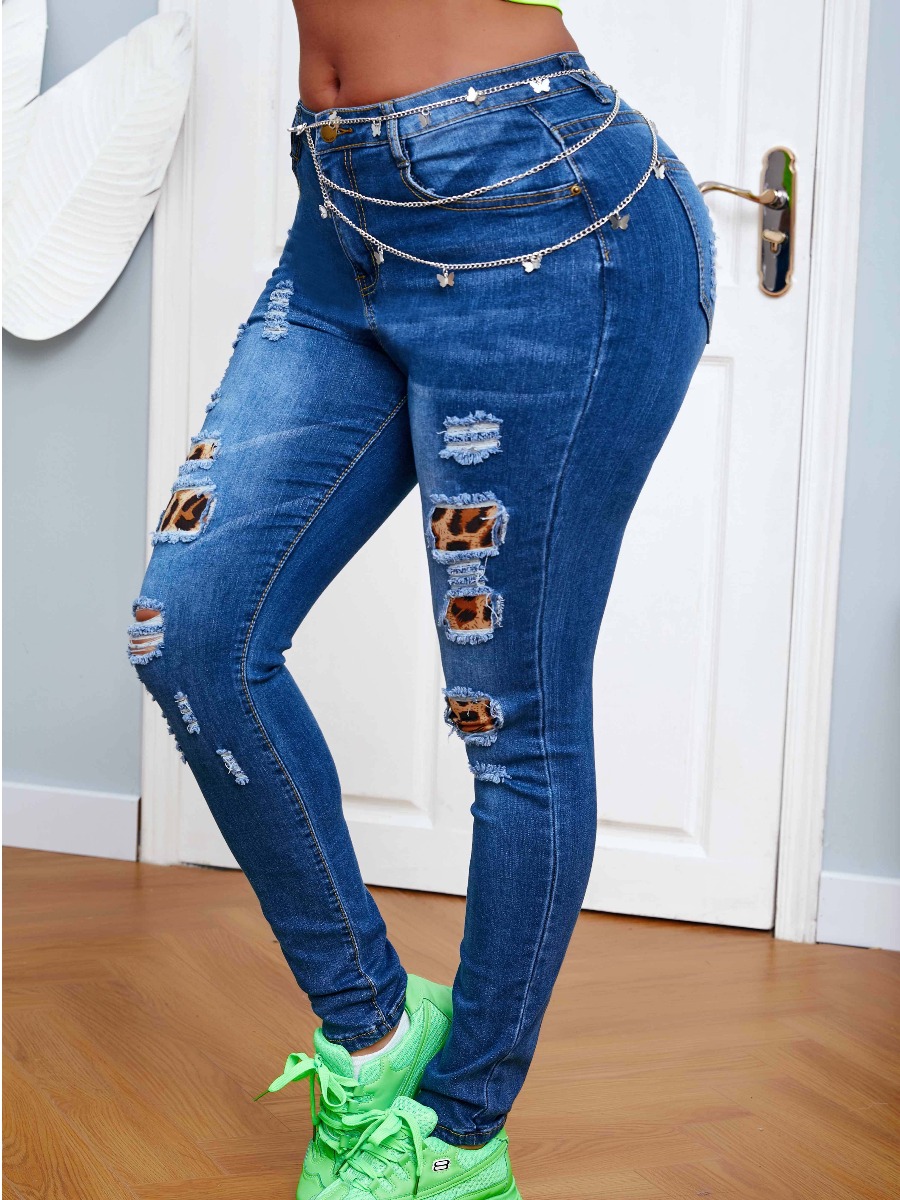 

lovely Street Broken Holes Deep Blue Jeans