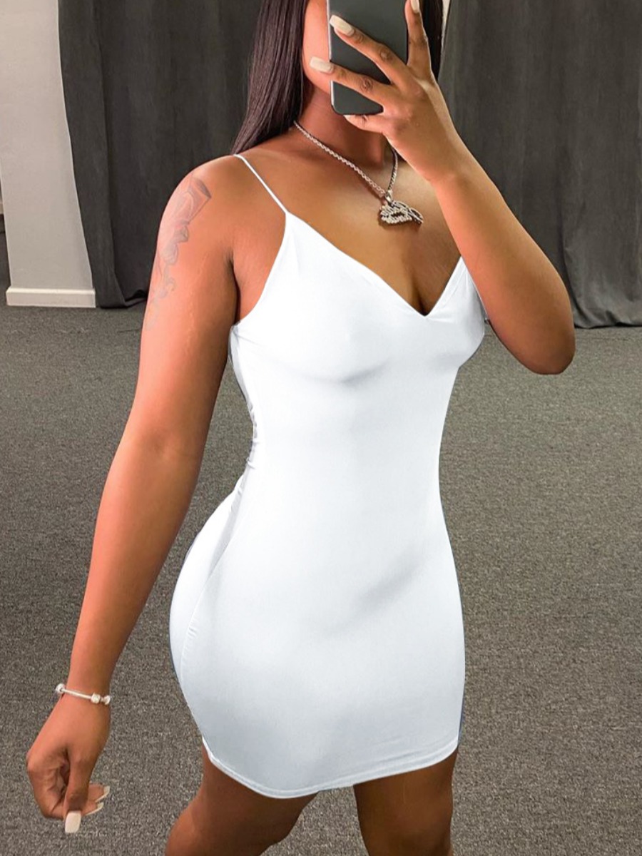 

lovely Sexy Backless Skinny White Mini Dress