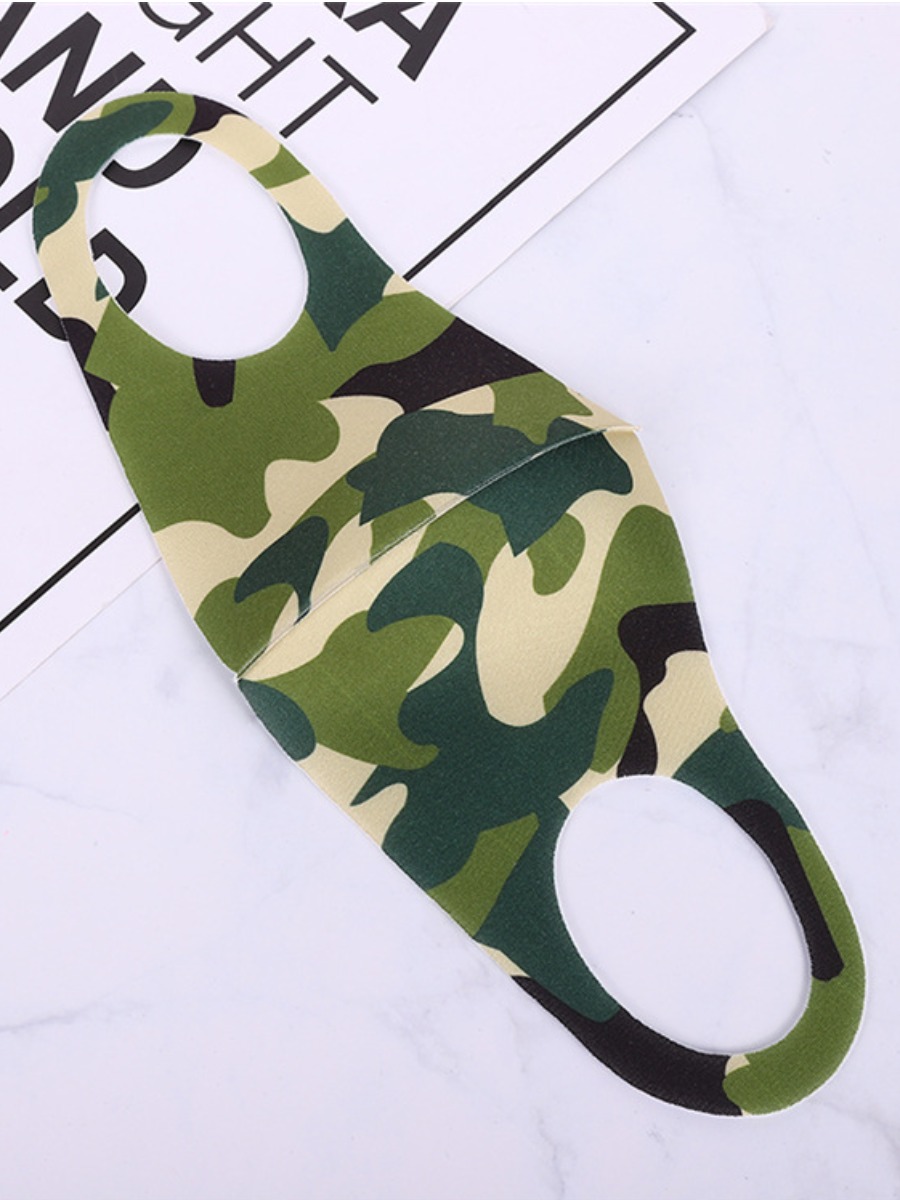 

lovely Camo Print Army Green Girl Face Mask