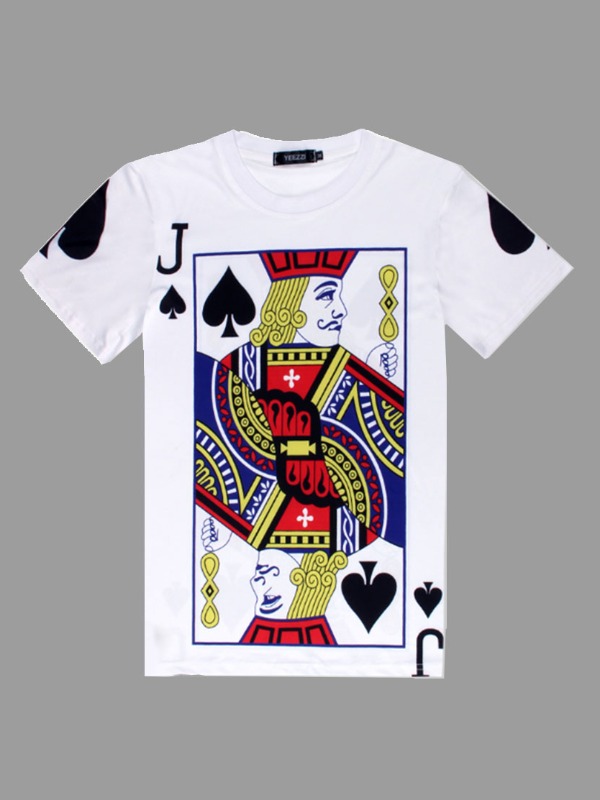 

Men lovely Casual O Neck Print White T-shirt