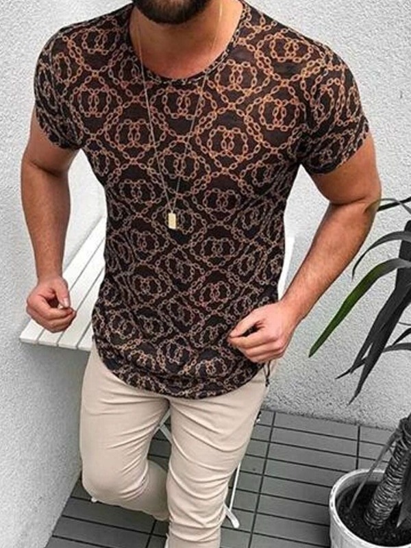

lovely Trendy O Neck Print Pitch-black T-shirt