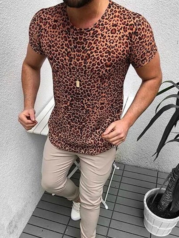 

lovely Trendy O Neck Leopard Print T-shirt