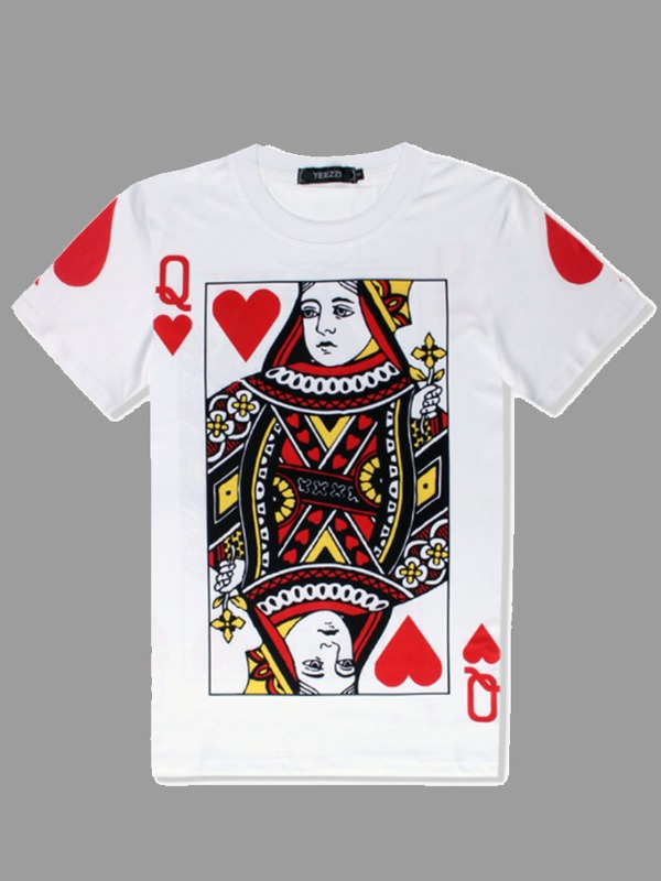 

Men lovely Casual O Neck Print White T-shirt