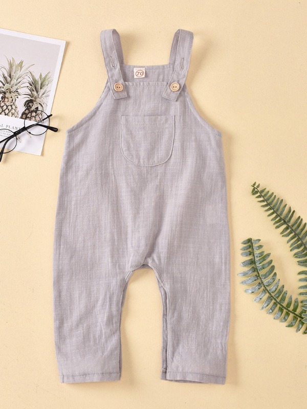 

lovely Casual Pocket Patched Grey Girl One-piece Jumpsuit