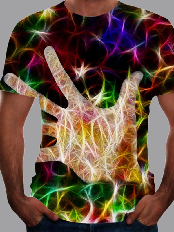 

Men Lovely Casual O Neck Print Black T-shirt