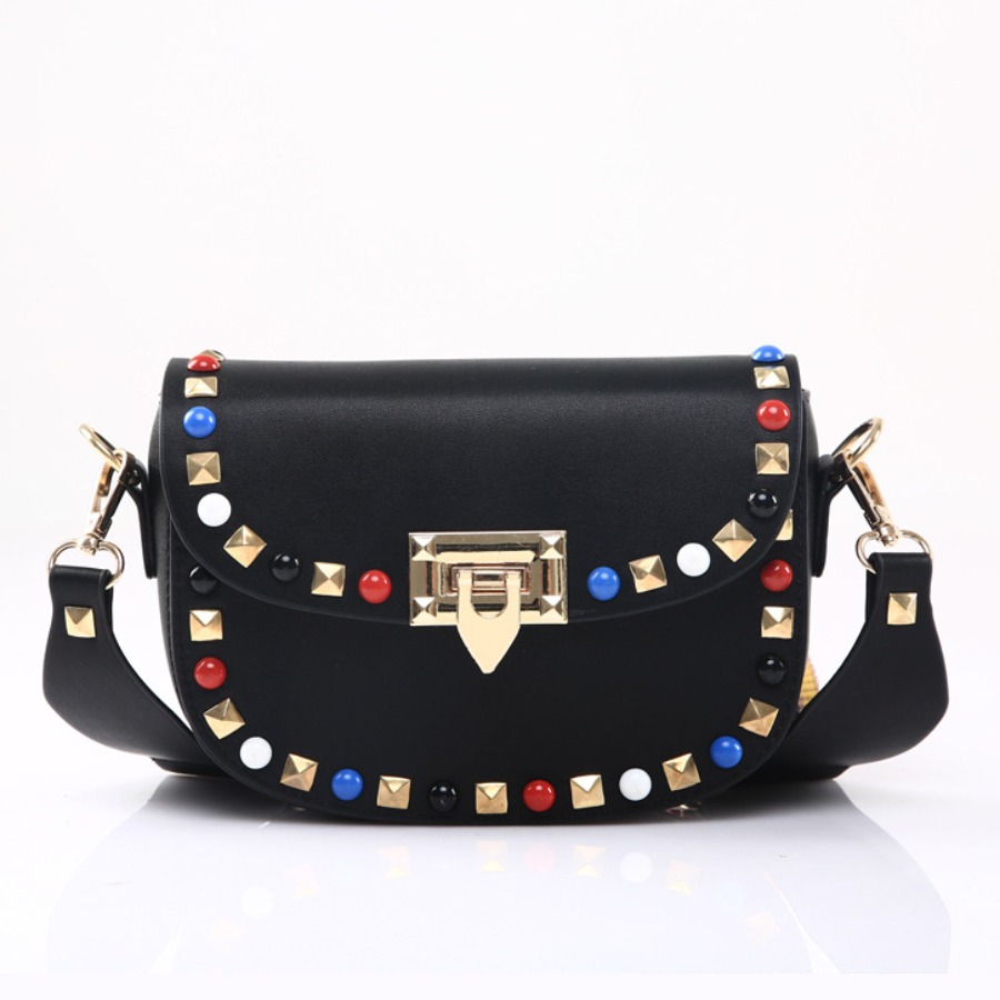 

lovely Trendy Rivet Decorative Black Crossbody Bag