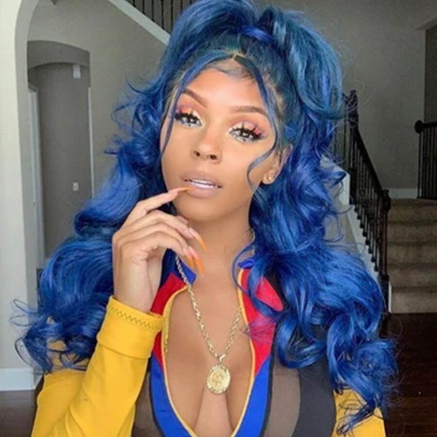 

Lovely Trendy Long Curly Blue Wigs
