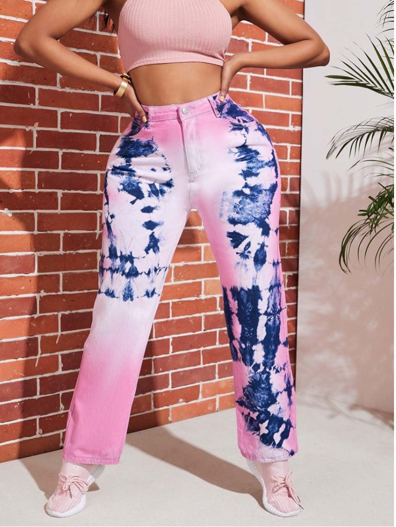 

Lovely Street Tie-dye Pink Jeans