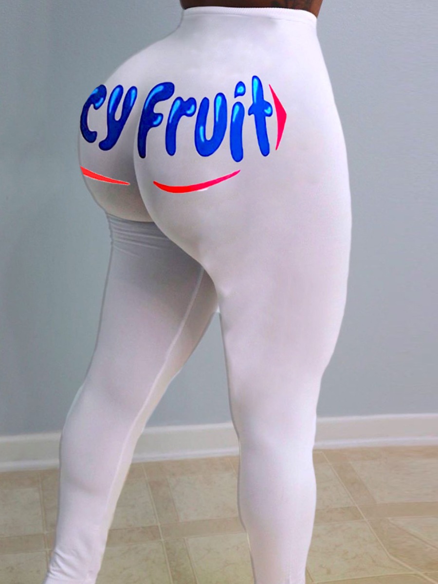 

lovely Sportswear Letter Print White Pants