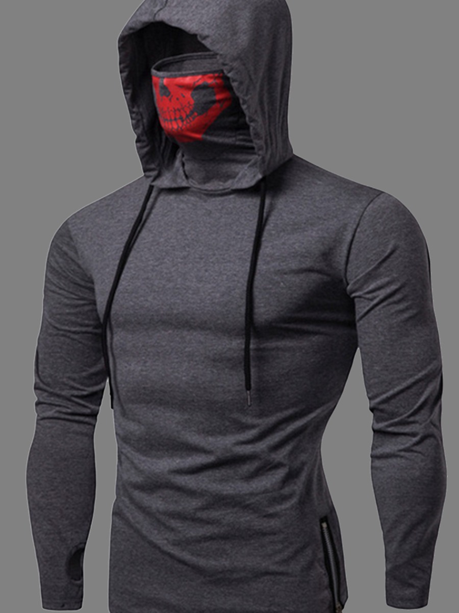 

Men Lovely Sportswear Hooded Collar Dark Grey Hoodie