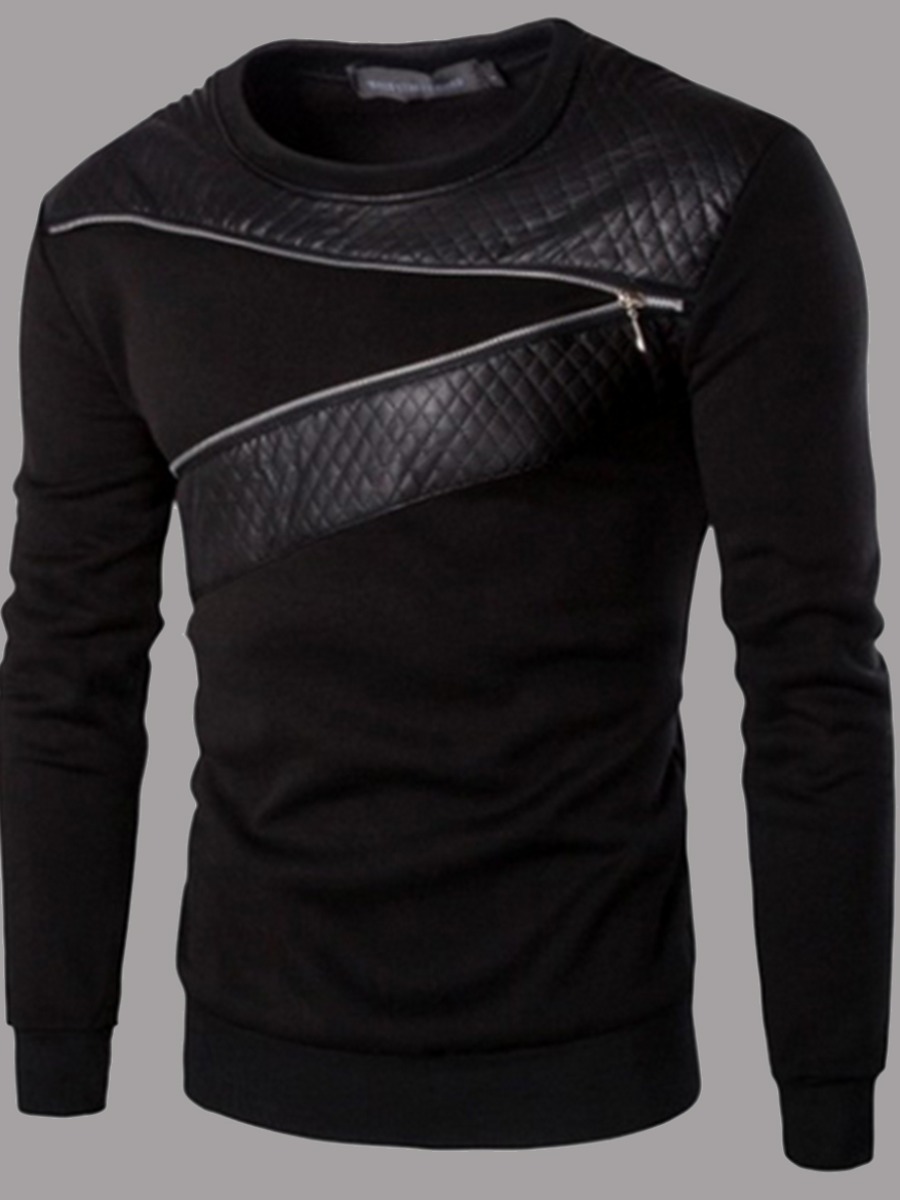 

Men lovely Casual Zipper Design Patchwork Black Hoodie