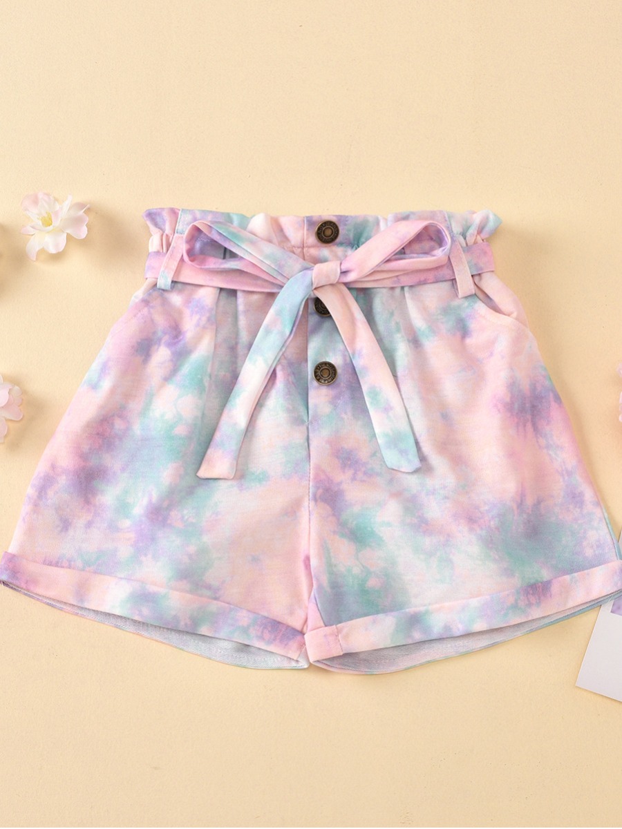 

lovely Casual Tie-dye Purple Girl Shorts