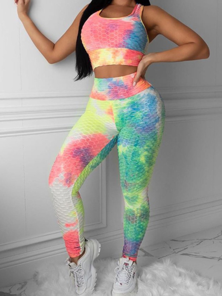 

lovely Sportswear Tie-dye Multicolor Two-piece Pants Set, Multi