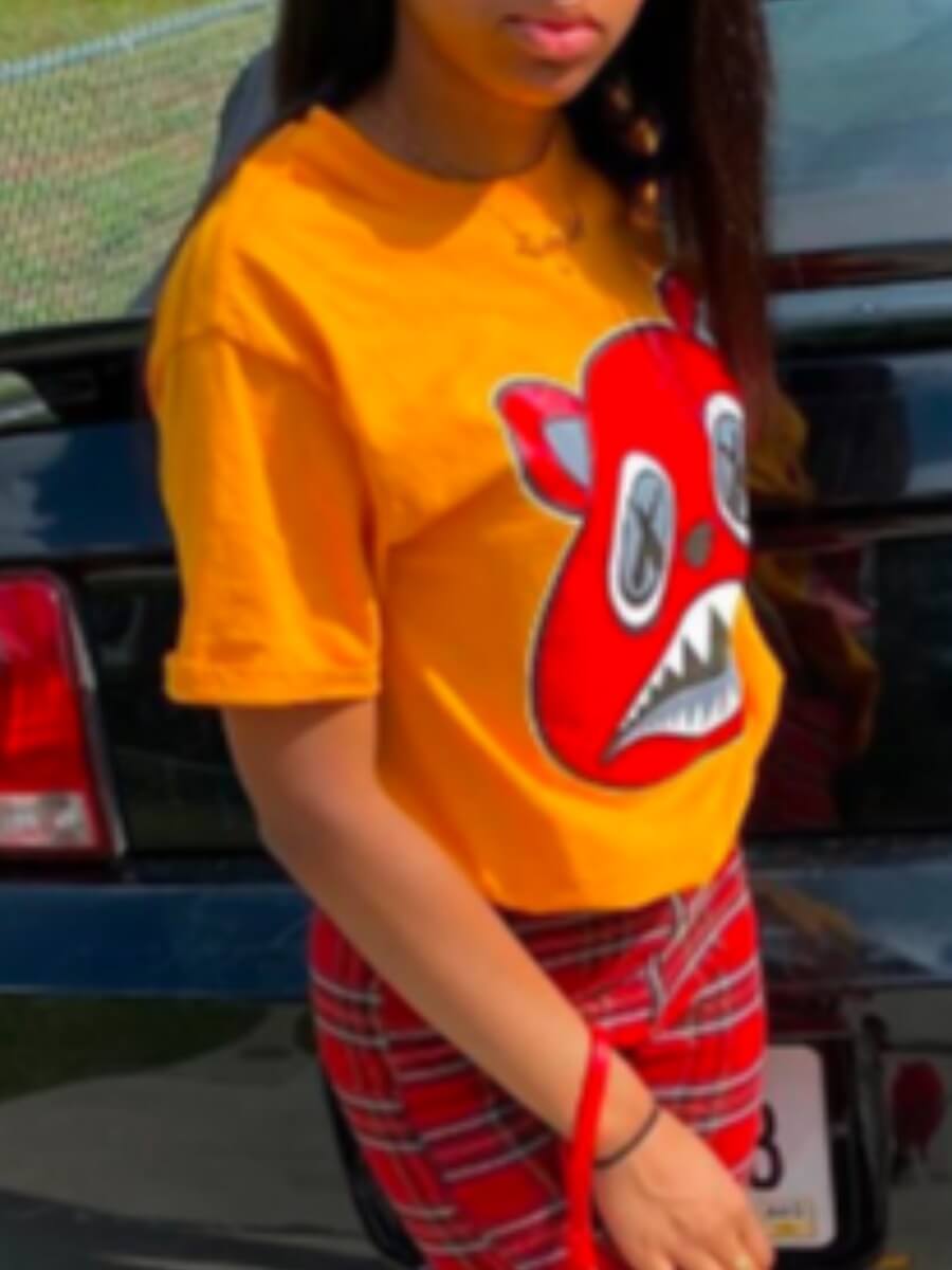 

lovely Casual O Neck Print Orange T-shirt