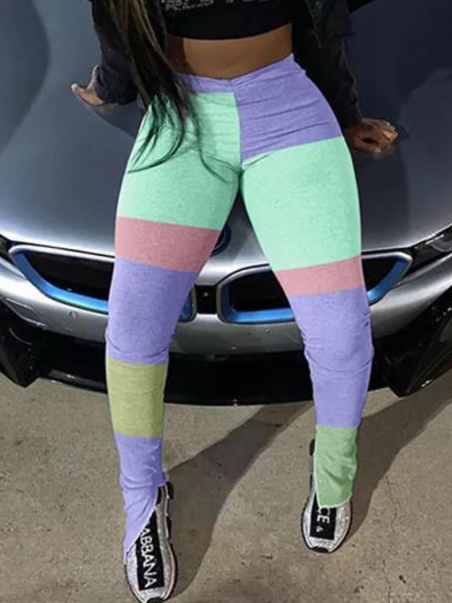

Lovely Casual Color-lump Patchwork Multicolor Pants, Multi