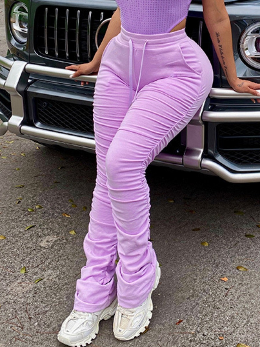 

lovely Street Fold Design Purple Pants