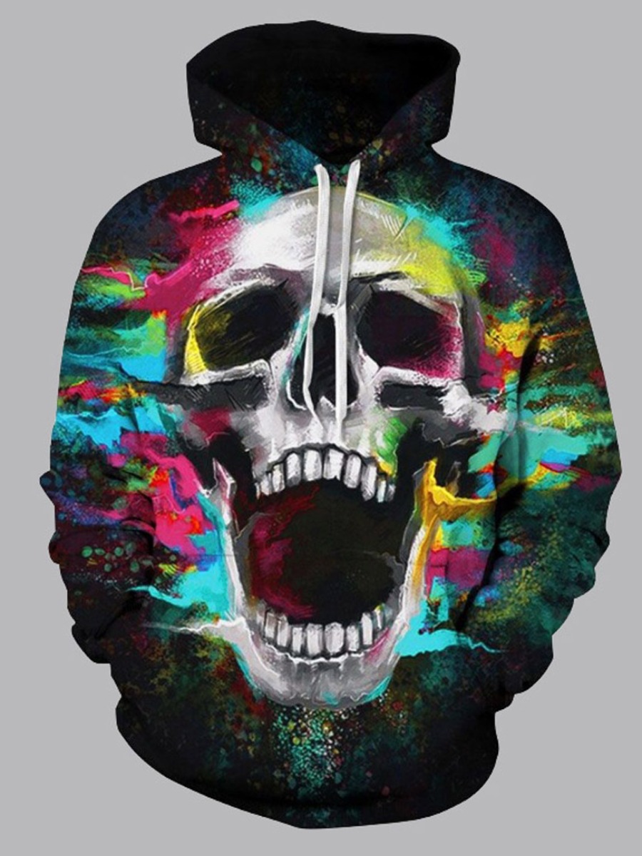 

Men lovely Street Hooded Collar Tie-dye Black Hoodie